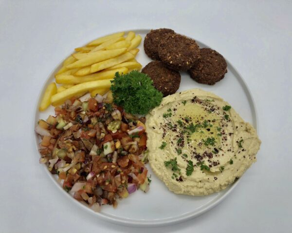 HUMMUS & FALAFEL PLATE (ĐẬU GÀ XAY NHUYỄN & ĐẬU GÀ CHIÊN GIÒN ĐĨA)